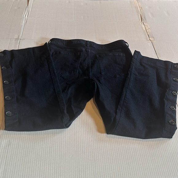 Banana Republic Logan dark jeans w 5 buttons down the legs zipper front poxkets - Picture 8 of 11